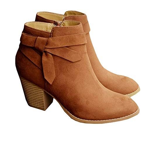 PiePieBuy – Botas al tobillo con lazo para mujer