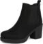 DREAM PAIRS Women's Fre Black Pu High Heel Ankle Boots Size 8.5 B(M) Us