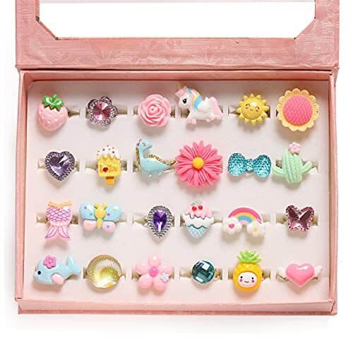 PinkSheep Anillos de joyería para niña pequeña en caja
