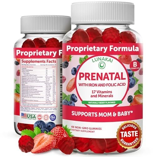 Gomitas prenatales de vitaminas para mujeres con hierro y ácido fólico