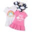 PATPAT Baby Girl Rainbow Multipack Dresses Toddler Girl Short Sleeve Summer Floral Cloud Skater Dress 5-6 Years