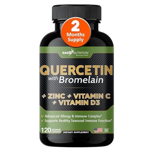 Quercetina con vitamina C y zinc – Quercetina 500 mg – Quercetina con bromelina
