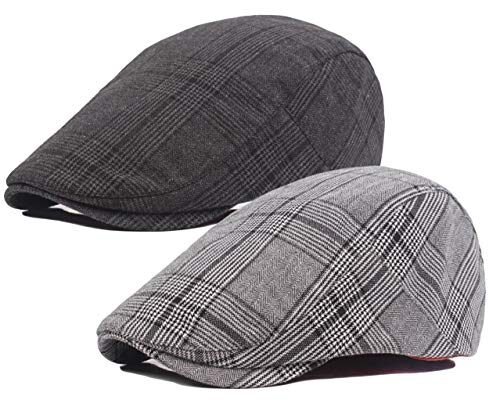 qunson paquete de 2 Algodón para hombre gorra plana