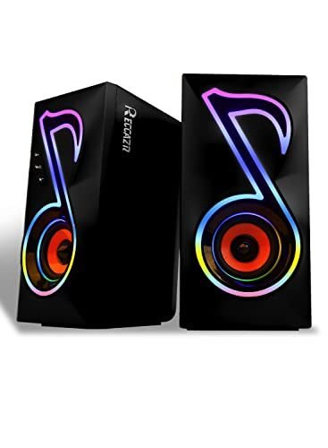 RECCAZR Altavoces de computadora, altavoces RGB para juegos con 6 modos de luces