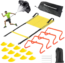 RENRANRING Agility Ladder Speed Training Equipment Set - Includes 20ft Agility Ladder, Resistance Parachute, 4 Agility Hurdles, 12 Disc Cones for Training Football Soccer Basketball Athletes