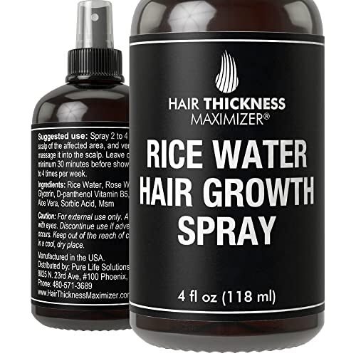 Spray para el crecimiento del cabello con agua de arroz. Vegano para el cabello hidratante