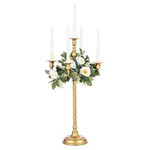 Romadedi Candelabra – Candelabro dorado de 28 pulgadas de alto con 5 ramas