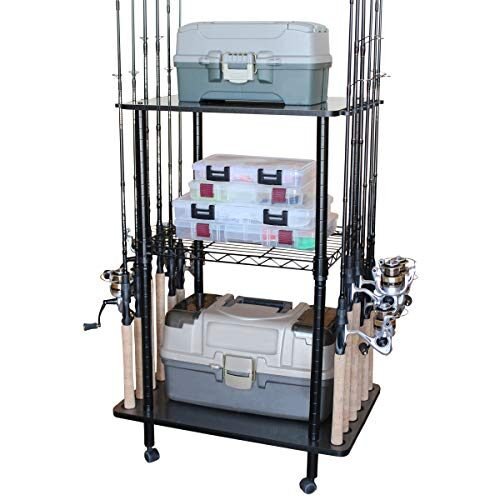 Rush Creek Creations – Carro de almacenamiento para 12 cañas de pescar