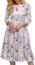 Simple Flavor Women's Floral Evening Flare Vintage Midi Dress 3/4 Sleeve (0658BL, L)