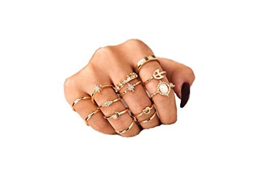 Sither Juego de 13 anillos bohemios para mujer