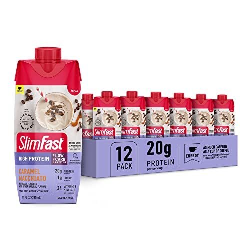 SlimFast Batido de proteínas con cafeína, caramelo macchiato, 0.71 onzas de proteína