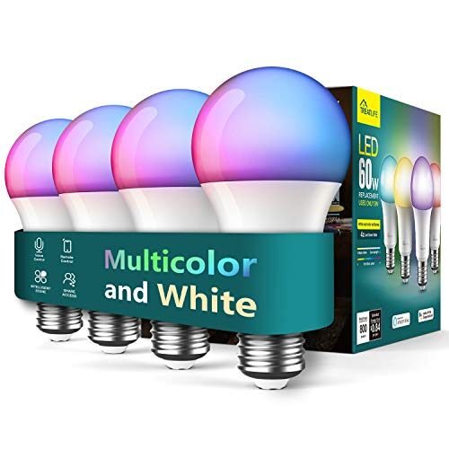 TREATLIFE – Paquete de 4 bombillas inteligentes, bombilla que cambia de color