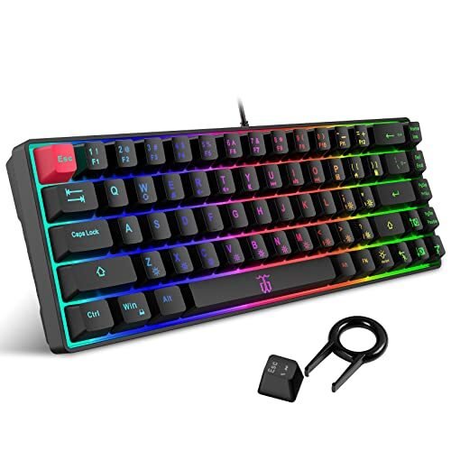 Snpurdiri – Teclado para videojuegos 60% con cable (Blanco y negro)