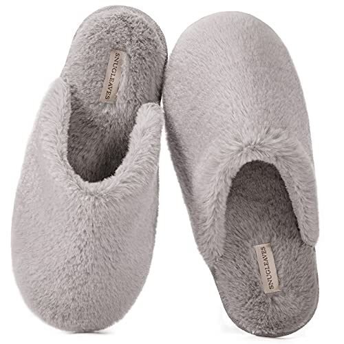 Snug Leaves – Pantuflas de piel sintética con forro de espuma viscoelástica, para mujer