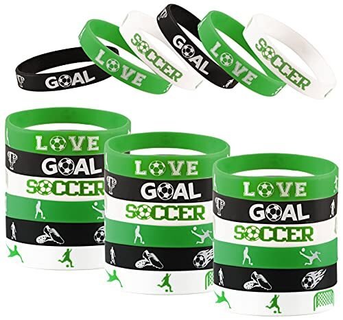 24 pulseras de goma para fiestas temáticas de fútbol