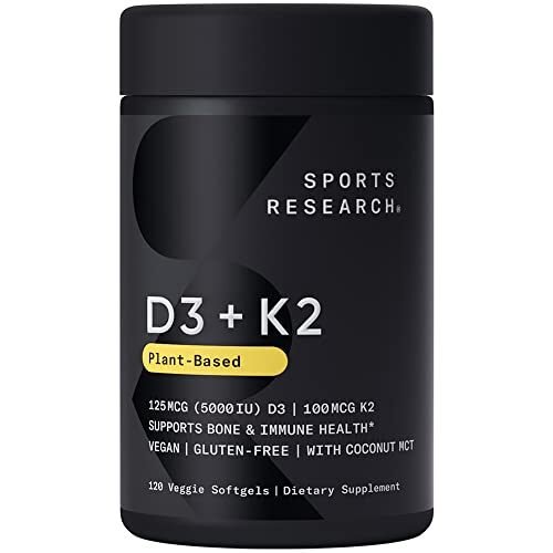 Sports Research Vitamina D3 + K2 con 5000 iu de D3 a base de plantas