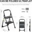 Step Ladder EFFIELER,2 Step Stool Ergonomic Folding Step Stool with Wide Anti-Slip Pedal 430 lbs Sturdy Step Stool for Adults Multi-Use for Household, Kitchen，Office Step Ladder Stool (Matte Black)