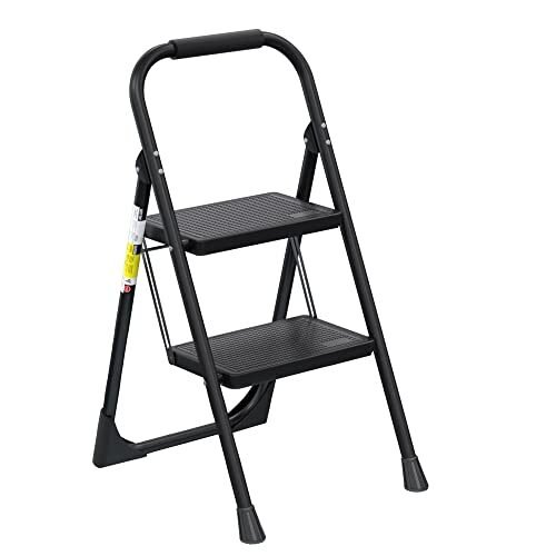 Escalera EFFIELER, taburete plegable ergonómico de 2 escalones con pedal
