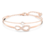 Swarovski Infinity Heart Women's Bangle Bracelet with a Rose-Gold Tone Plated Bangle, Clear Swarovski Crystals and Lobster Clasp