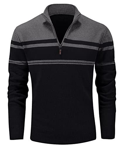 MAGCOMSEN Suéteres de manga corta con cremallera de 1/4 para hombre