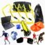 Speed Agility Training Set, Includes 1 Agility Ladder, 4 Steel Stakes, 1 Sports Headband,1 Jump Rope, 10 Disc Cones and Gym Carry Bag - Speed Training Equipment for Soccer Football Basketball (Blue)