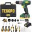 TECCPO Power Drill, Cordless Drill with Battery and Charger(2000mAh), 530 In-lbs, 24+1 Torque Setting, 0-1700RPM Variable Speed, 33pcs Accessories Drill Set, Drill with 1/2