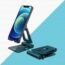 Crpich Acrylic Cell Phone Stand, Portable Phone Holder, Clear Phone Stand for Desk, Compatible with Phone 13 12 Pro Max Mini 11 Xr 8 Plus SE, Switch, Android Smartphone, Pad, Tablet, Desk Accessories