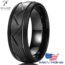 King Ring Tire Ring, 6mm - Titanium Ring for Men & Women - Car Racer & Biker Groove Tread Band Ring - Black 9