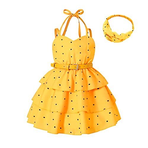 Vestido de fiesta plisado de 3 capas con puntos halter para niñas pequeñas