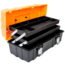 Torin 17-Inch Plastic Tool Box,3-Tiers Multi-Function Storage Portable Toolbox Organizer, Black/Orange ATRJH-3430T