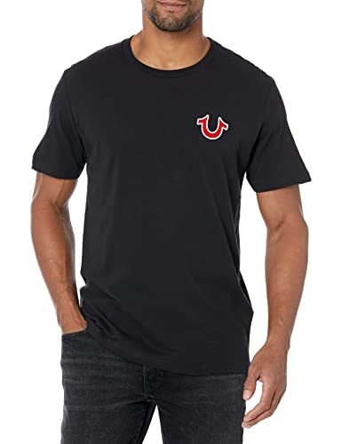 True Religion Playera de manga corta con logotipo de Buda para hombre