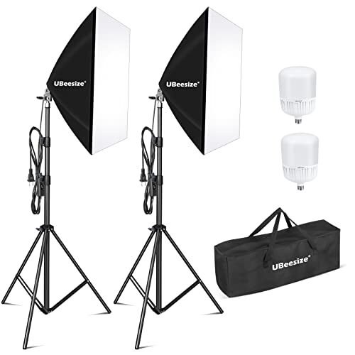 UBeesize Kit de iluminación de fotografía Softbox, kit de iluminación continua de 27 x 20 pulgadas