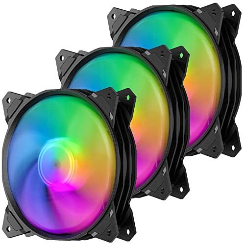 upHere Long Life – Ventilador de carcasa LED arcoíris de 4.724 in de alto flujo de aire