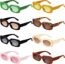 URATOT 12 Pack Small Rectangle Sunglasses Women Retro Glasses Vintage Square Eyewear Wide Frame Sunglasses with Storage Bag
