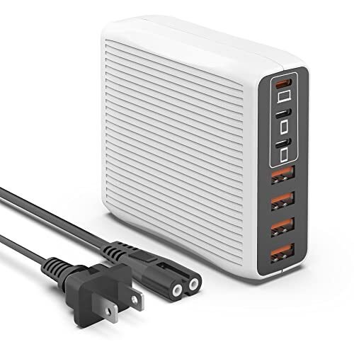 Cargador USB C, estación de carga USB de 150 W, 7 puertos para múltiples dispositivos