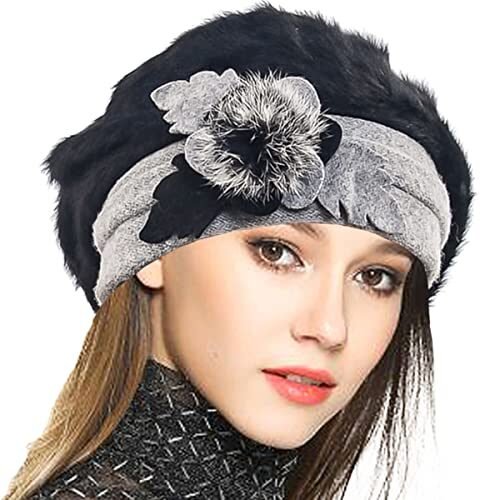 VECRY Gorro de invierno con boina francesa 100 % lana