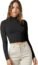 Verdusa Women's Basic Long Sleeve Mock Neck Slim Fitted Tee Shirt Crop Top Black S