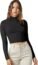 Verdusa Women's Basic Long Sleeve Mock Neck Slim Fitted Tee Shirt Crop Top Black S
