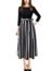VFSHOW Womens Black and White Striped Print Spring Fall Elegant Patchwork Pockets Work Business Office Casual Party A-Line Midi Dress 3733 STP BLK L
