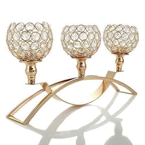 VINCIGANT – Candelabro de 3 brazos, color dorado y plateado