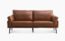 Vonanda Faux Leather Sofa Couch, Mid-Century 73 Inch 3 Seater Leather Couch with Hand-Stitched Comfort Cushion and Bolster Pillows for Living Room,Elegant Cognac Tan