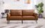 Vonanda Faux Leather Sofa Couch, Mid-Century 73 Inch 3 Seater Leather Couch with Hand-Stitched Comfort Cushion and Bolster Pillows for Living Room,Elegant Cognac Tan