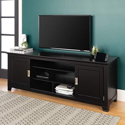 Walker Edison Soporte de TV de madera tradicional con armarios de almacenamiento
