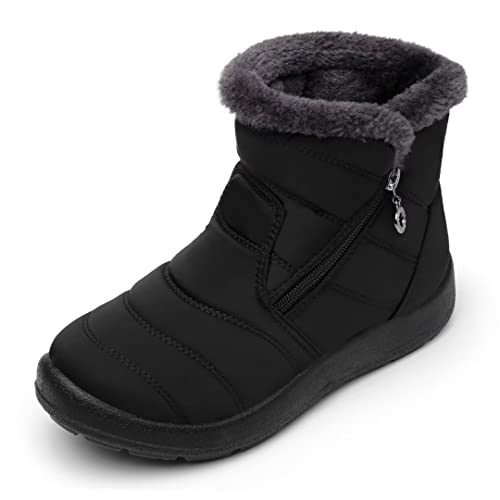Botas de nieve de invierno para mujer, botas cálidas de media pantorrilla