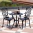Withniture 3 Piece Outdoor Bistro Set, All Weather Bistro Table and Chairs, Cast Aluminum Patio Table Sets with Umbrella Hole, Rust-Resistant Outdoor Table and Chairs Set for Garden Porch Balcony Cafe
