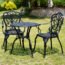 Withniture 3 Piece Outdoor Bistro Set, All Weather Bistro Table and Chairs, Cast Aluminum Patio Table Sets with Umbrella Hole, Rust-Resistant Outdoor Table and Chairs Set for Garden Porch Balcony Cafe