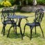 Withniture 3 Piece Outdoor Bistro Set, All Weather Bistro Table and Chairs, Cast Aluminum Patio Table Sets with Umbrella Hole, Rust-Resistant Outdoor Table and Chairs Set for Garden Porch Balcony Cafe