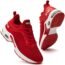 Women Air Athletic Running Shoes - Air Cushion Shoes for Womens Mesh Sneakers Fashion Tennis Breathable Walking Gym Work Shoes Red Size 8