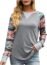 Fall Floral Printed Tops for Women Crochet Lace Trim V Neck Long Sleeve T Shirts Casual Loose Pullover Tee Shirts