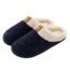 Snug Leaves Women's Fuzzy House Memory Foam Slippers Cute Furry Grey Print Faux Fur Lined Closed Toe Indoor Slides Bedroom Slip On Shoes with Soft Rubber Sole (Grey, Size 7-8)